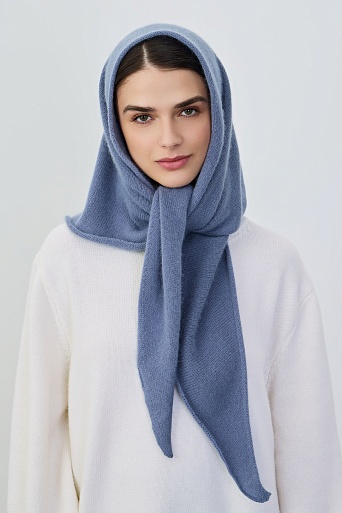 Косынка с ангорой, серо-голубая