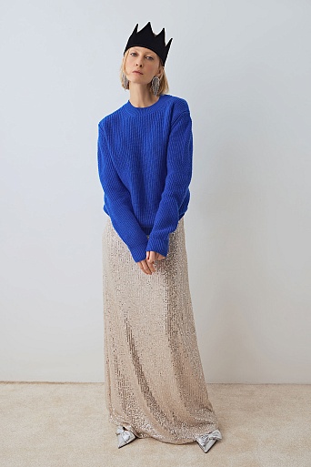 Джемпер в резинку, синий