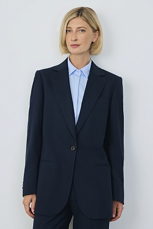 Пиджак на одной пуговице, цвет темно-синий MILA