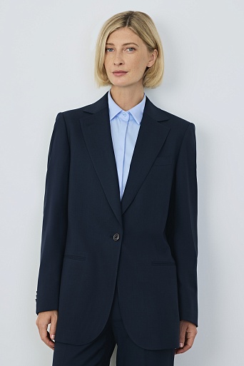 Пиджак на одной пуговице, цвет темно-синий MILA