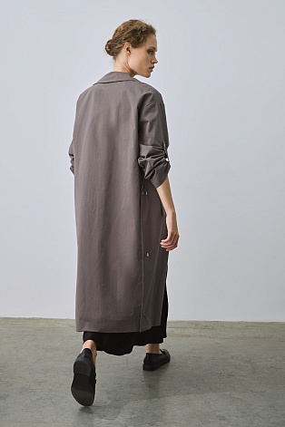 Плащ прямого кроя, коричневый