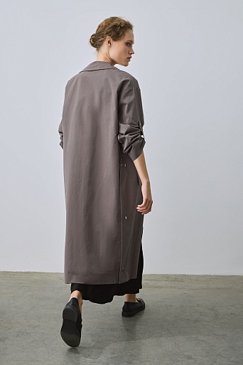 Плащ прямого кроя, коричневый