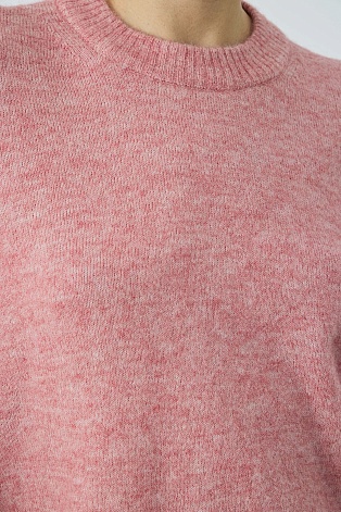 Джемпер из альпаки с декоративным швами, лососевый меланж