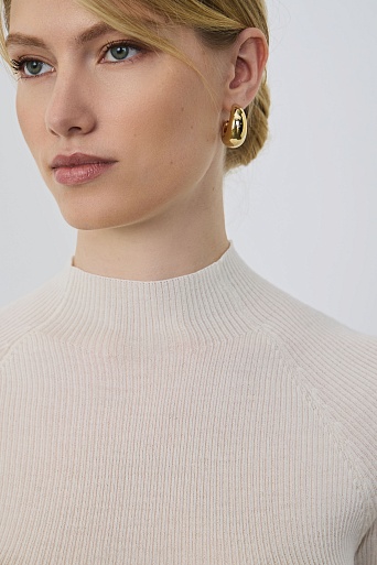 Водолазка в рубчик с коротким рукавом, белая