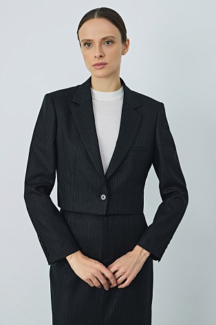 Укороченный жакет в тонкую полоску, черный G