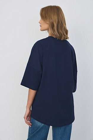Футболка оверсайз, темно-синяя