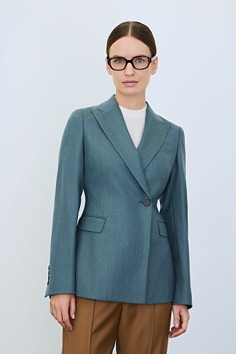Приталенный жакет из шерсти на одной пуговице, бирюзовый Jemma