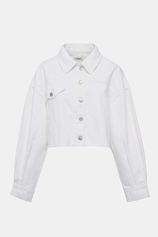 Укороченная джинсовая куртка, белая