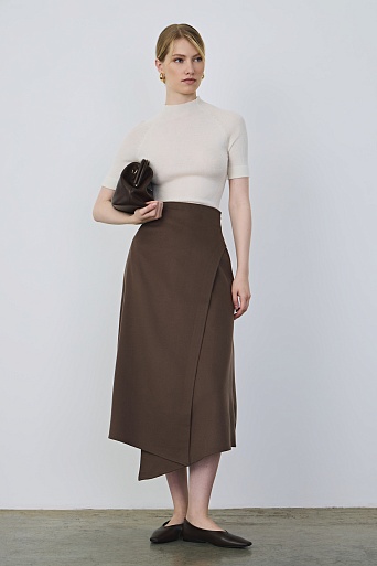 Водолазка в рубчик с коротким рукавом, белая