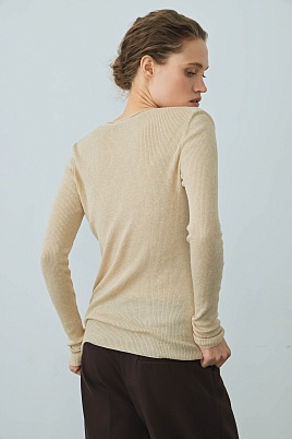 Лонгслив в рубчик, цвет овсяное молоко