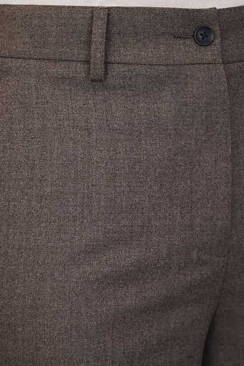 Прямые костюмные брюки с кашемиром, серо-коричневые TYRA