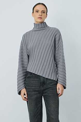 Джемпер в косой рубчик, цвет стальной