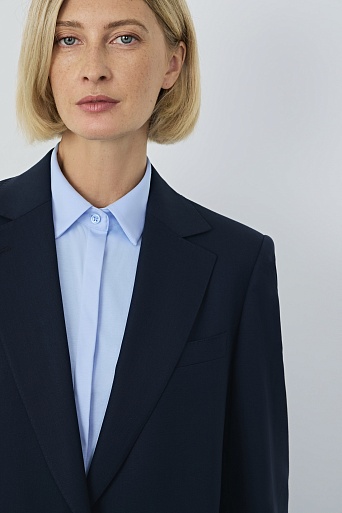 Пиджак на одной пуговице, цвет темно-синий MILA