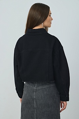 Укороченная джинсовая куртка, черная