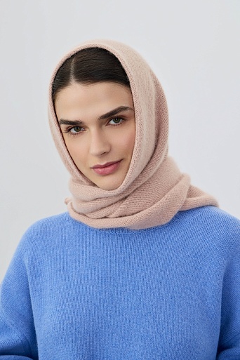 Косынка с ангорой, пудровая