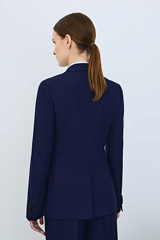 Приталенный жакет на одной пуговице, темно-синий