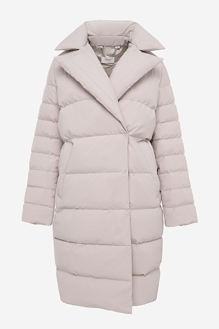 Пуховое пальто-кокон, пудровое