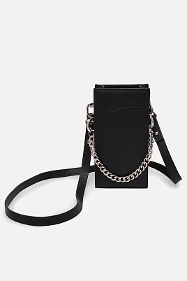 Микросумка черного цвета на цепочке
