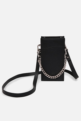 Микросумка черного цвета на цепочке