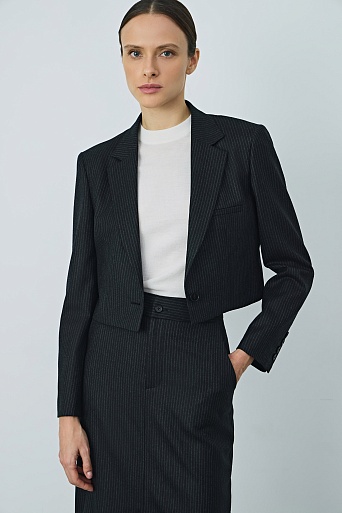 Укороченный жакет в тонкую полоску, черный GEORGINA