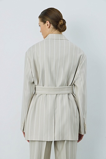 Двубортный пиджак в полоску, бежевый RIA