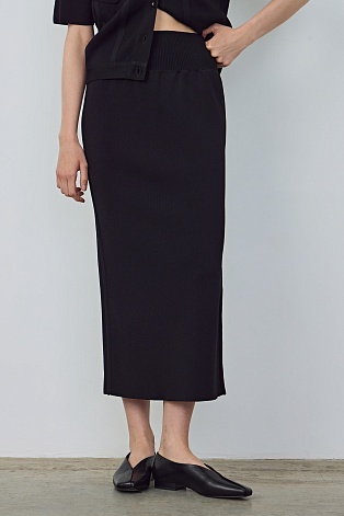 Трикотажная юбка-карандаш, черная