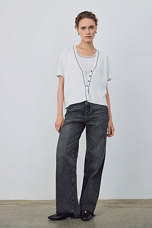 Топ-майка с контрастной отделкой, белый