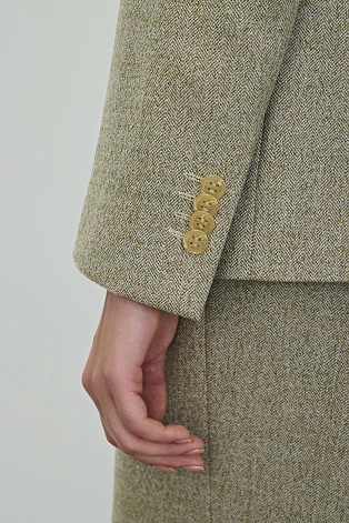 Жакет в елочку на двух пуговицах, фисташковый