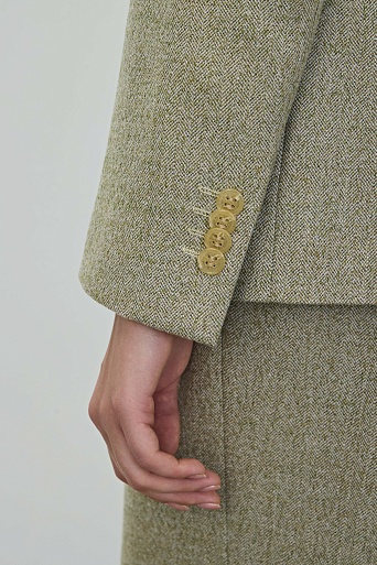 Жакет в елочку на двух пуговицах, фисташковый