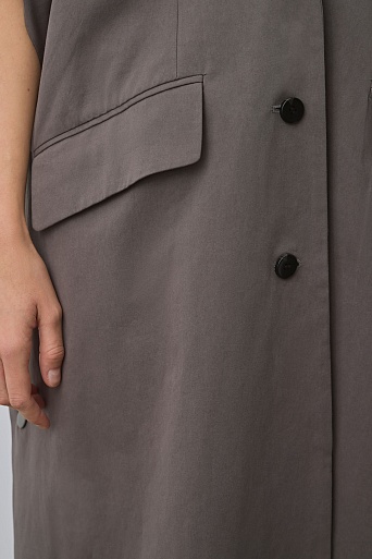 Плащ прямого кроя, коричневый