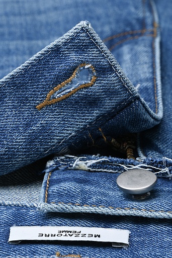 Джинсы barrel fit, синие с потертостями