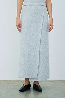 Длинная юбка с запахом, светло-серая