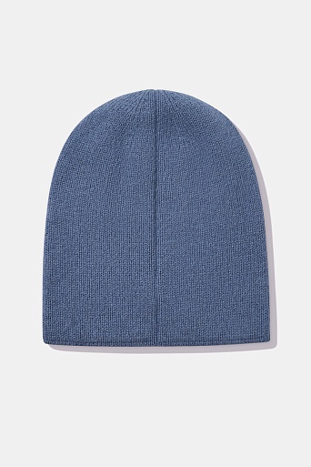 Шапка бини с ангорой, серо-голубая