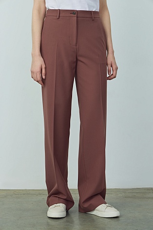 Прямые костюмные брюки со стрелками, темно-розовые L