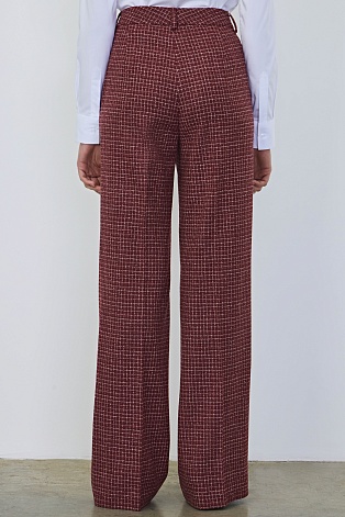 Прямые свободные брюки в белую клетку ELEANOR