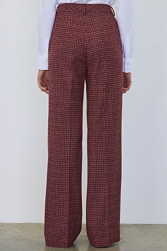 Прямые свободные брюки в белую клетку ELEANOR