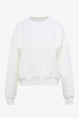 Свитшот из хлопка с текстурными вставками, белый