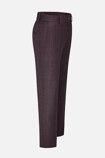 Прямые брюки, баклажановые в клетку MARIA