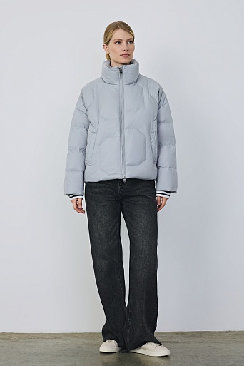 Укороченная куртка на молнии, светло-серая