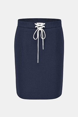 Мини-юбка на шнурке, темно-синяя MIRTA