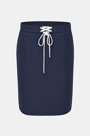 Мини-юбка на шнурке, темно-синяя MIRTA