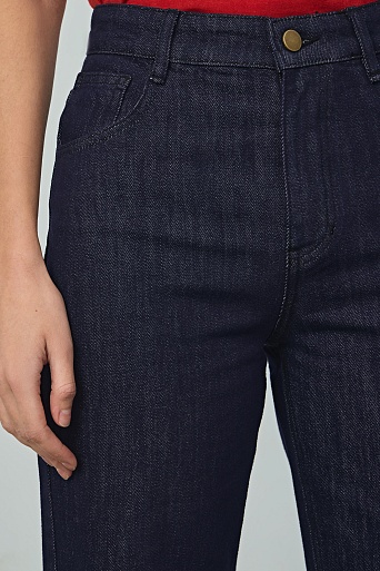 Широкие джинсы с высокой посадкой, темно-синие