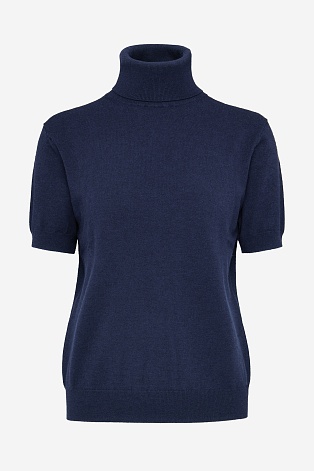 Водолазка с коротким рукавом, темно-синяя