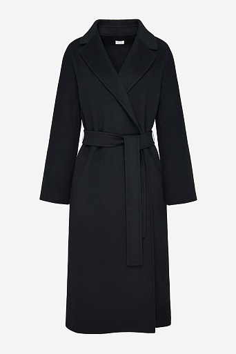 Пальто на поясе, черное