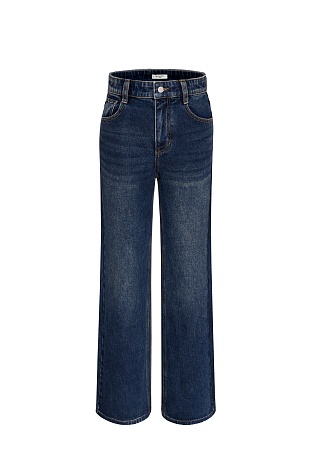 Свободные прямые джинсы, темно-синие 