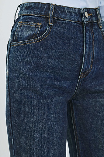 Свободные прямые джинсы, темно-синие 