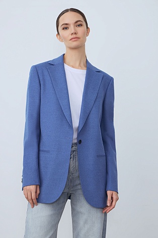 Жакет-оверсайз прямого кроя, сине-голубой M