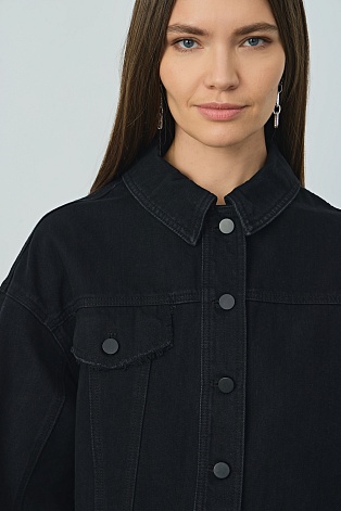 Укороченная джинсовая куртка, черная
