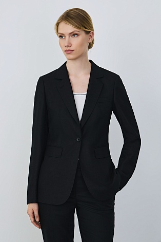 Приталенный жакет в тонкую полоску, черный KARLA