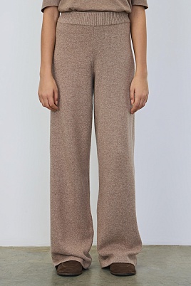 Свободные трикотажные брюки с кашемиром, светло-коричневые